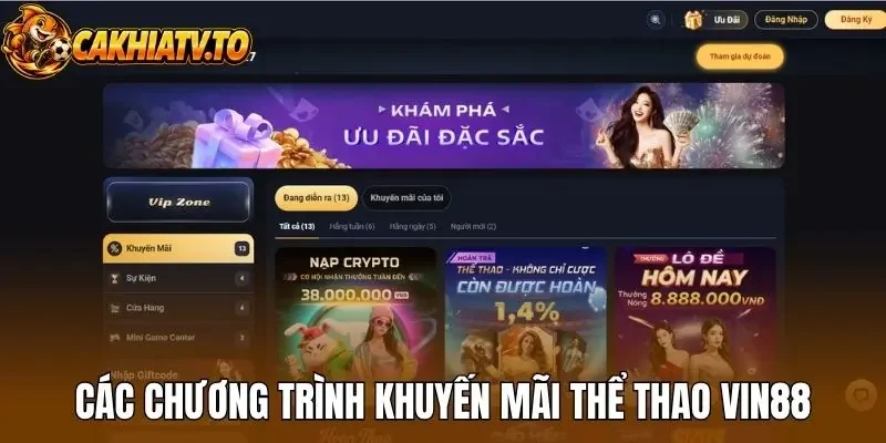 Các chương trình khuyến mãi thể thao Vin88