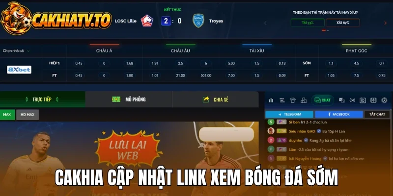 Cakhia cập nhật link xem bóng đá sớm