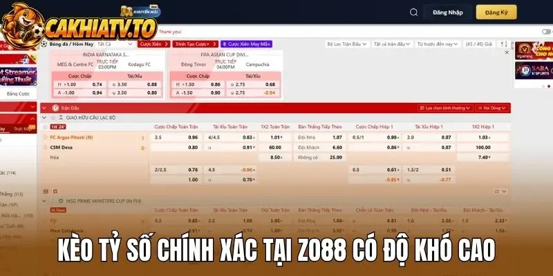 Kèo tỷ số chính xác tại Zo88 có độ khó cao