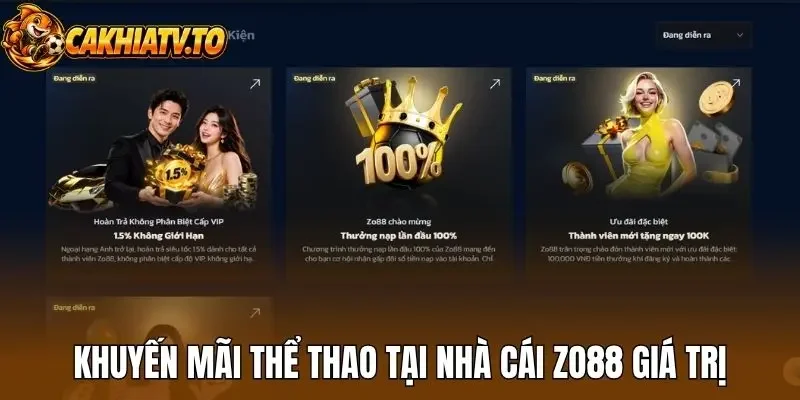 Khuyến mãi thể thao tại nhà cái Zo88 giá trị